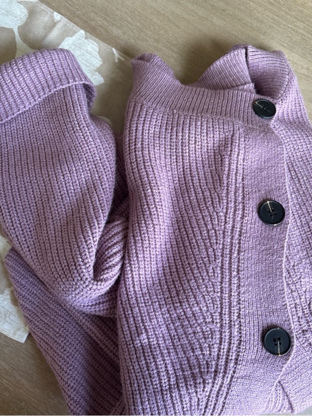 Lilac Button-Front Women's Sweater - Picture 3 of 4